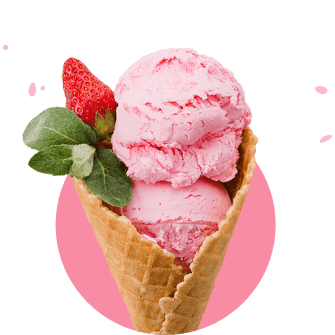 pink ice cream with strawberry